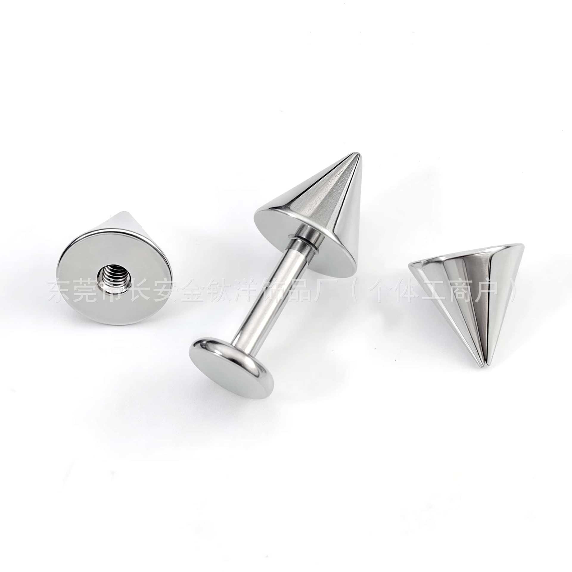 F136 Titanium Pointed Cone Thread Devil Nail Earrings Lip Nail Eyebrow Nail Ear Wheel Nail G23 Titanium Alloy Body Piercing Jewelry - Image 2