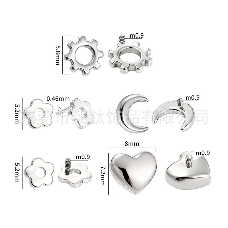G23 Titanium Alloy Ear Piercing Jewelry - Moon Heart Geometric Cartilage Stud for Ear Bone Lip Nails - Image 2