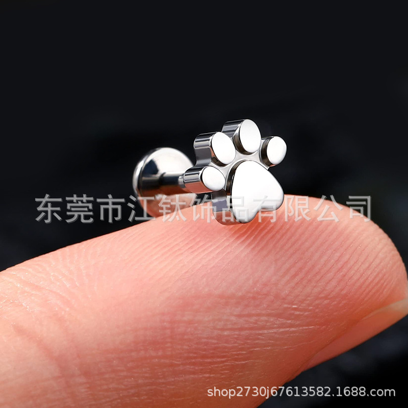 G23 Titanium Cat Claw Lip Labret Stud Ear Cartilage Piercing Jewelry Gold 1.2mm x 12mm - Image 3