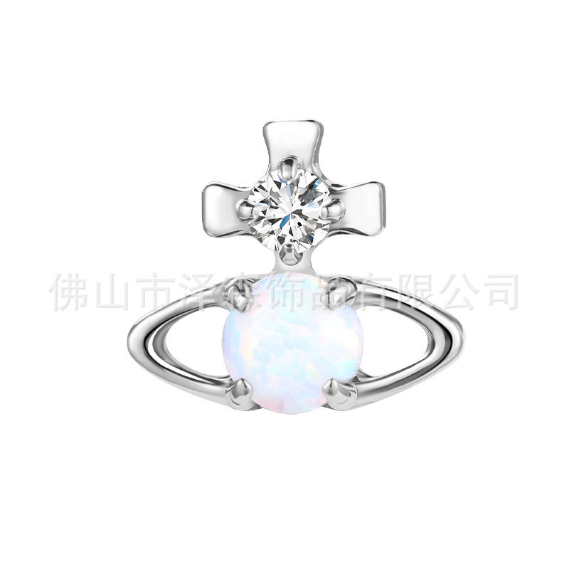 F136 Titanium Saturn Earrings G23 Titanium Planet Orbit Lip Studs Opal Earrings Piercing Jewelry - Image 5