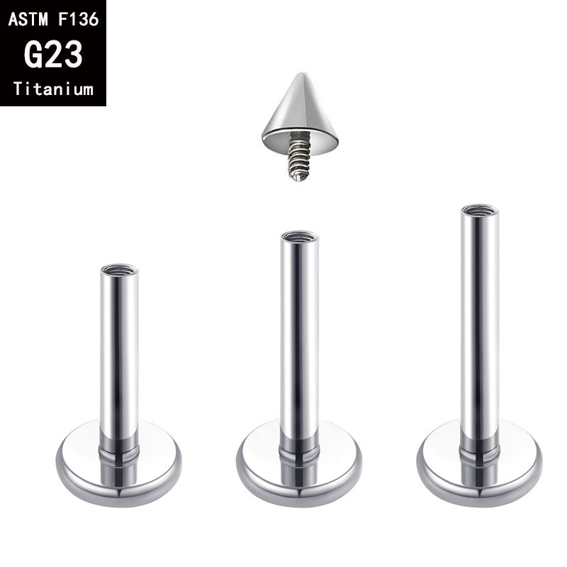 1.2mm G23 Titanium Internally Threaded Cone Flat Rod Devil Nail Ear Bone Lip Piercing Jewelry - Image 2