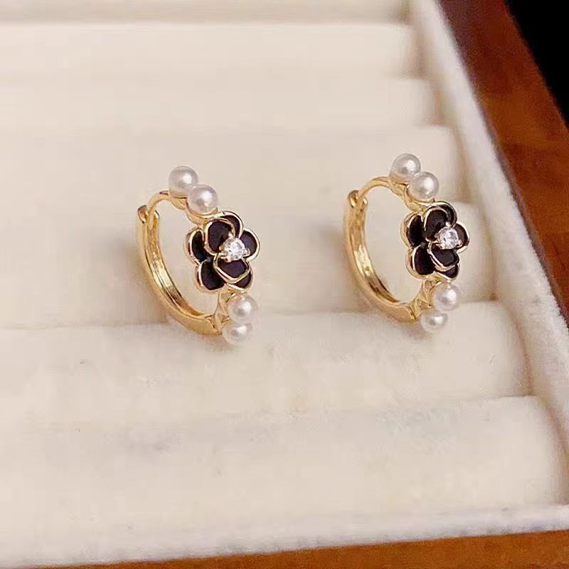 Mori Sweet Simple Temperament Camellia Pearl Ear Buckle High Sense Gentle Cute Fashion Niche Design Earrings - Image 3