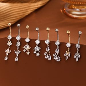 Woodland Flower Belly Button Ring 4 Gold Copper Drop Series Navel Piercing Jewelry Wholesale
