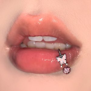 Butterfly Mud Ball Lip Ring Titanium Steel D-Shaped C-Shaped Ring Oil-Drip Fine Glitter Ear Bone Ring European American Style Piercing Jewelry Wholesale