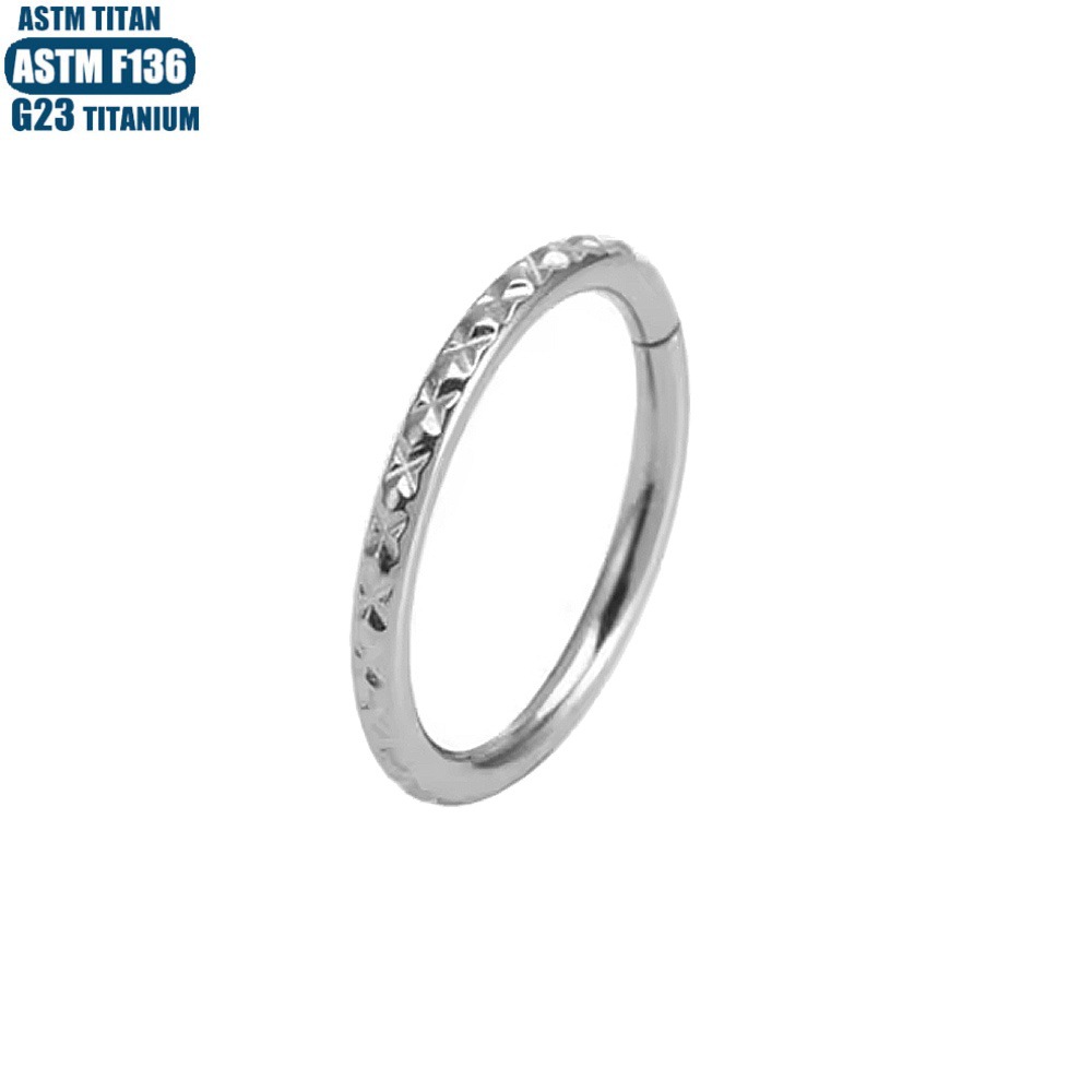 Black G23 Titanium Hinged Seamless Nose Ring - CNC Carved Side Piercing Earring Jewelry - Image 2