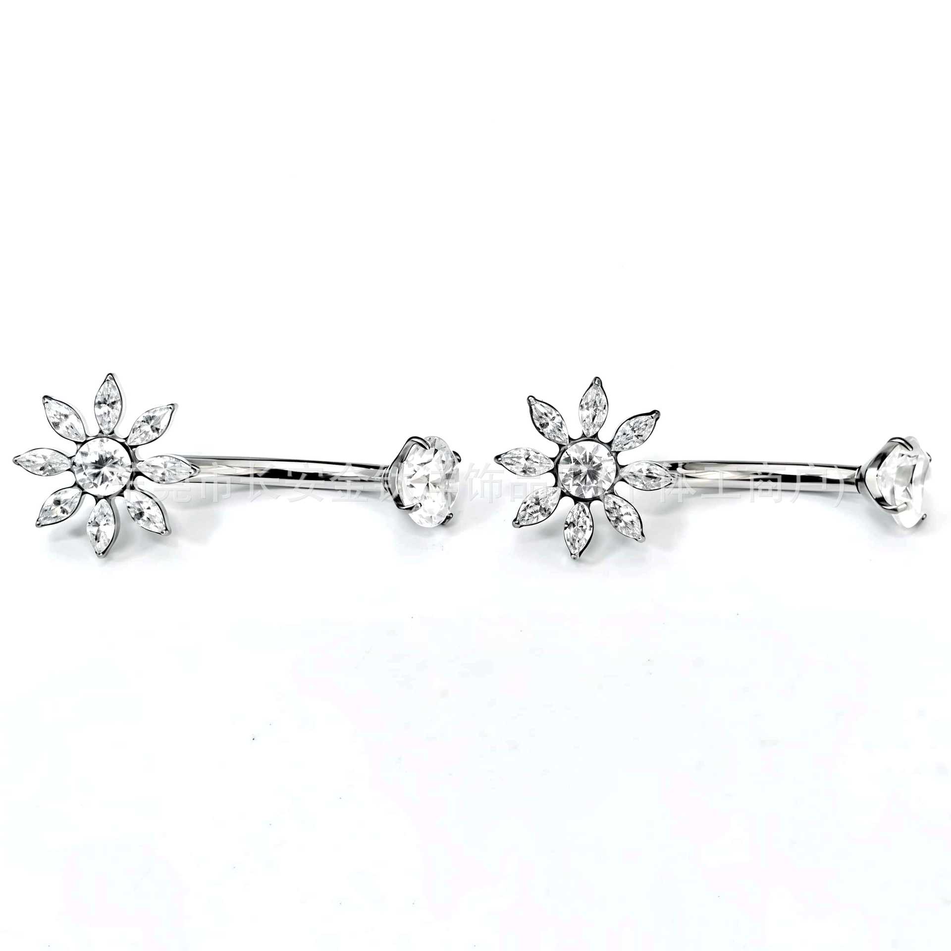 G23 Titanium Internal Thread Eight-Petal Flower Zircon Navel Ring Belly Button Ring Body Jewelry - Image 4
