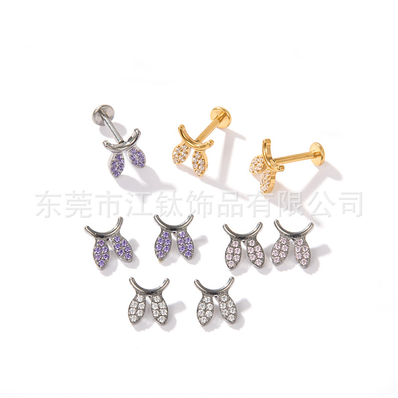 G23 Titanium Ear Cartilage Stud Cute Rabbit Ear Piercing Jewelry for Women Men - Image 4