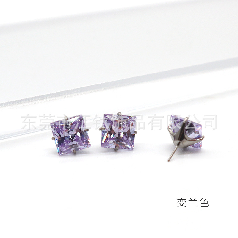 G23 Titanium Lip Nail Square Inlaid 5A Zircon Pin Earring - 8mm Labret Stud for Ear Cartilage Piercing - Image 2