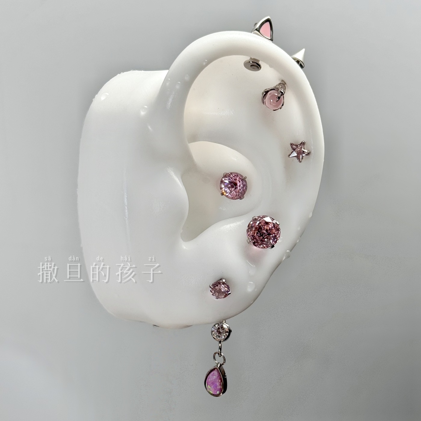 Satan's Child F136 Titanium Alloy Earrings Flashing Collection Sparkling Diamond Rose Cut Firework Cut Titanium Alloy Earrings - Image 2
