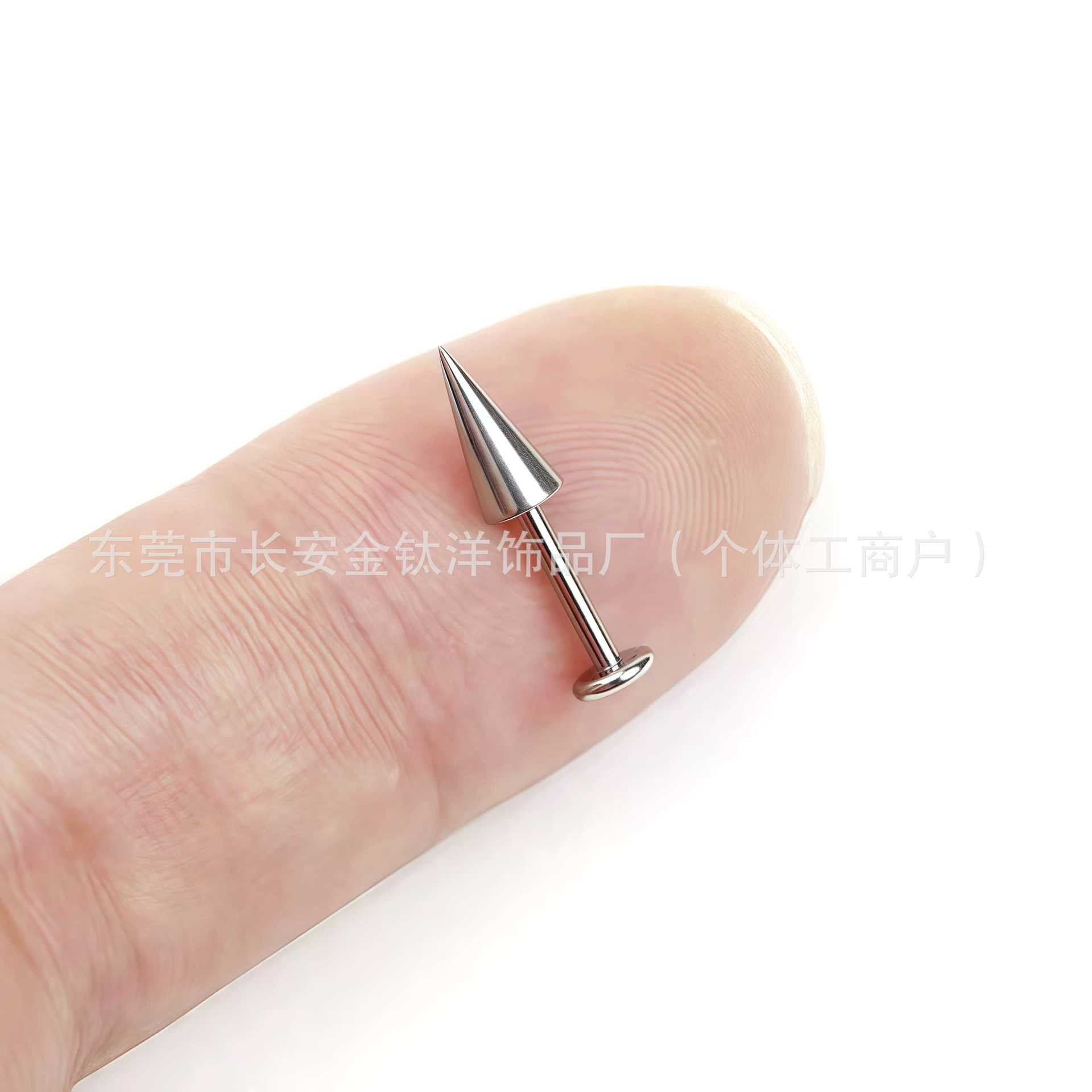F136 Titanium Internal Thread Flat Bottom Cone Labret Stud Lip Piercing Jewelry - Image 4