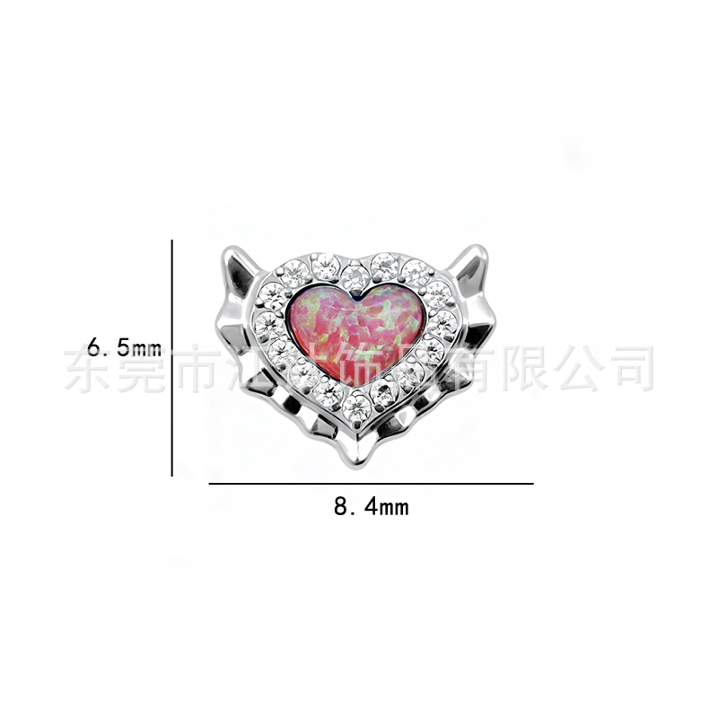 G23 Titanium Alloy Heart Opal Devil Ear Cartilage Piercing Jewelry Earring 1.2x10mm - Image 2