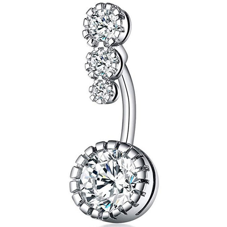 New Heart Belly Button Ring Copper Inlaid Zircon Stainless Steel Nail Spot Body Jewelry - Image 3