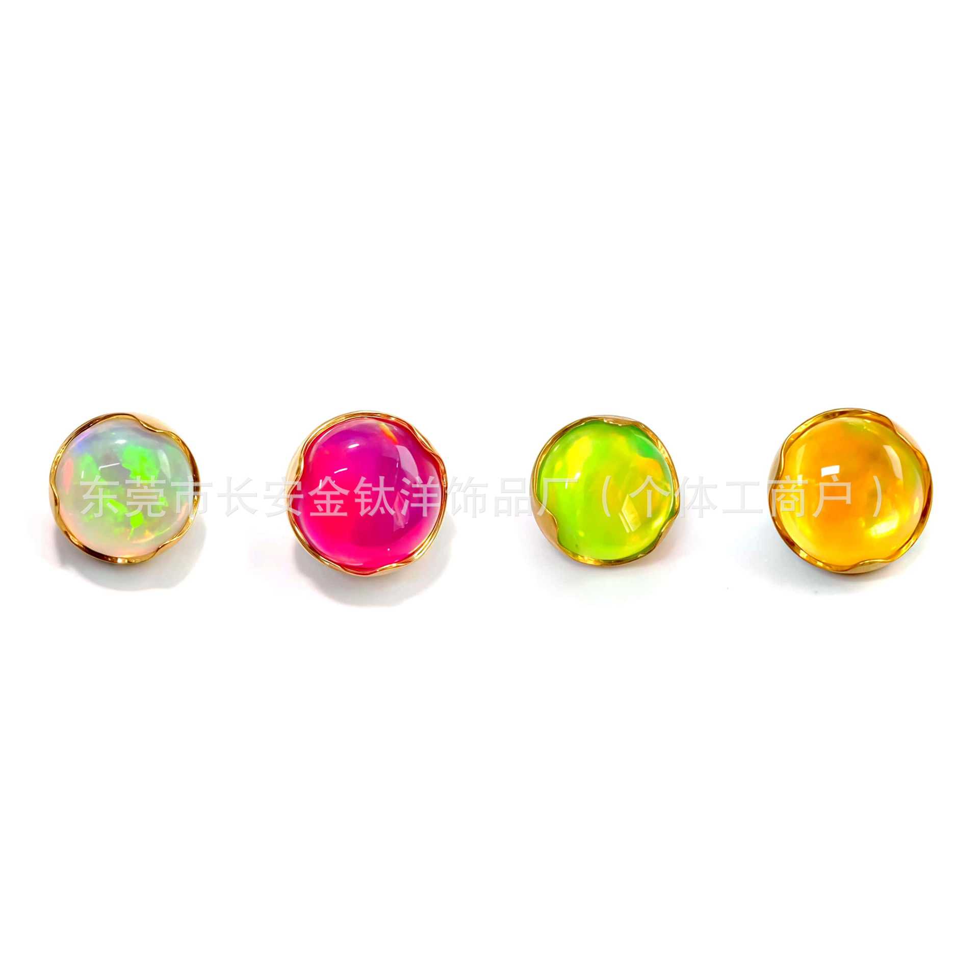 F136 Titanium 18K Gold-Plated Wavy Edge Aurora Opal Labret Stud Lip Piercing Jewelry G23 Titanium Alloy - Image 3