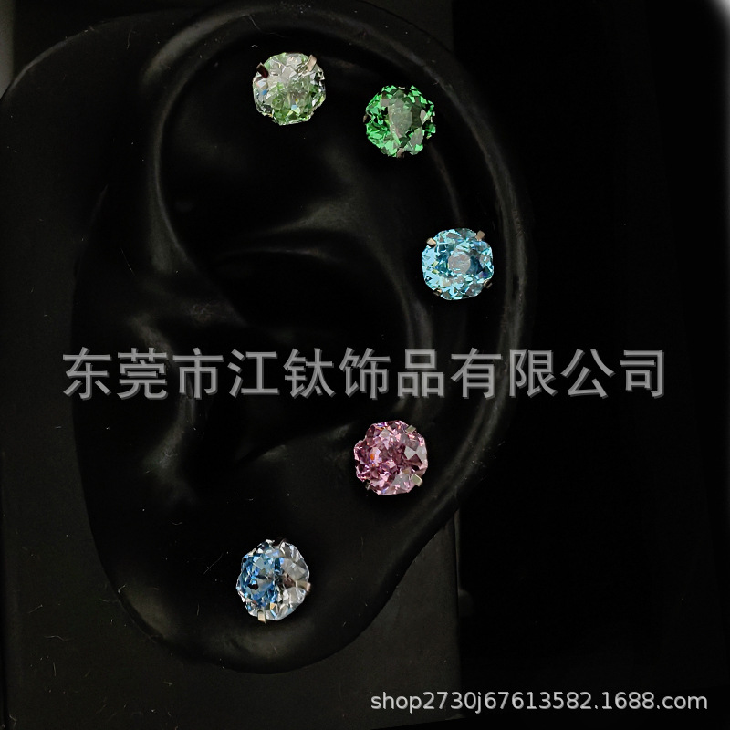 G23 Titanium Bouquet Zircon Ear Bone Nail Cochlear Stud Earring - ASTM F136 Body Piercing Jewelry - Image 3