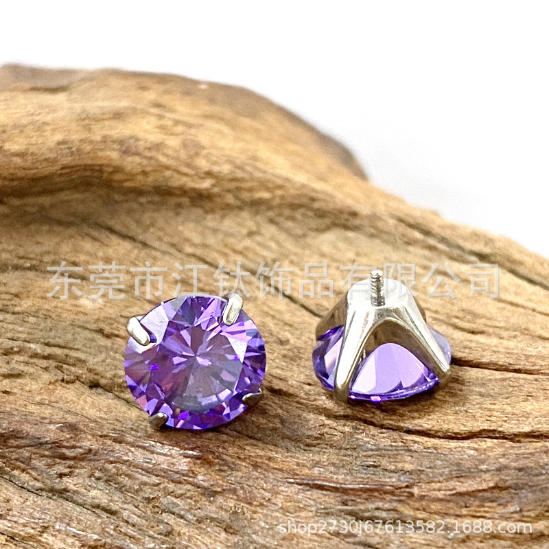 G23 Titanium Alloy Earring Thread 0.8 Wire Diameter Prong Setting Cartilage Ear Stud Body Jewelry - Image 3