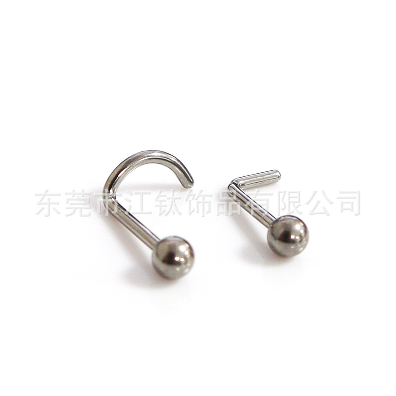 G23 Titanium Nose Stud L-Shaped Nose Ring with Ball - ASTM F136 Body Piercing Jewelry for Women Men - Image 2