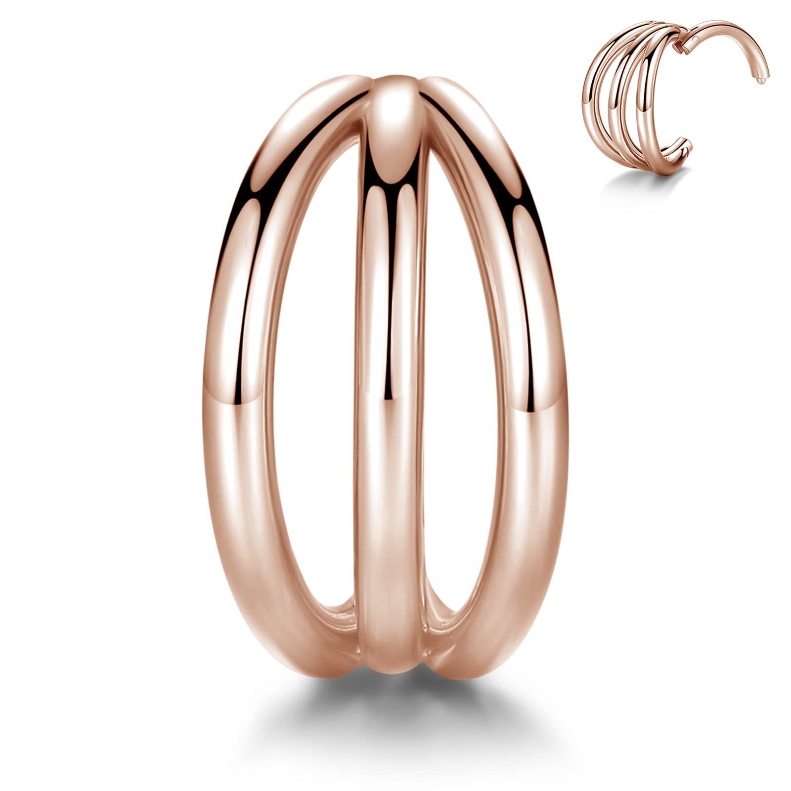 G23 Titanium Three Ring Nose Ring Closed Ring Alloy Hoop Earrings Body Piercing Jewelry - Image 2