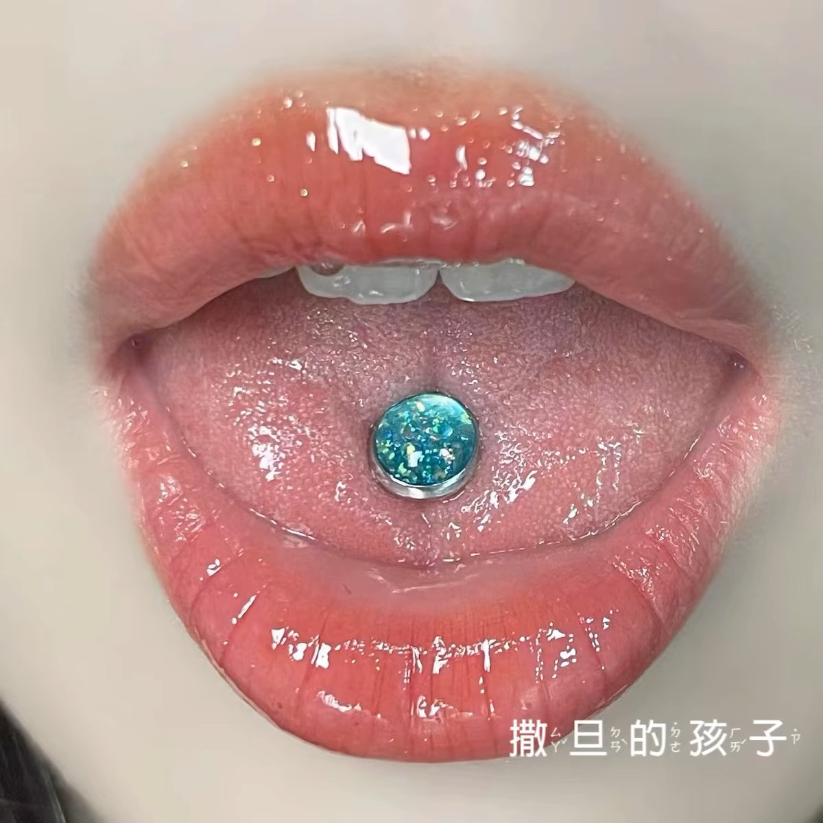 Hokkaido Love Song Externally Threaded Titanium Steel Tongue Ring Pink Tongue Barbell Body Piercing Jewelry - Image 4