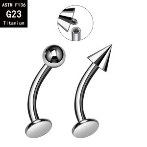G23 Titanium Pointed Cone Flat Bottom Tiger Tooth Nail Lip Labret Stud F136 Alloy Devil Nail Ear Bone Eyebrow Piercing Jewelry