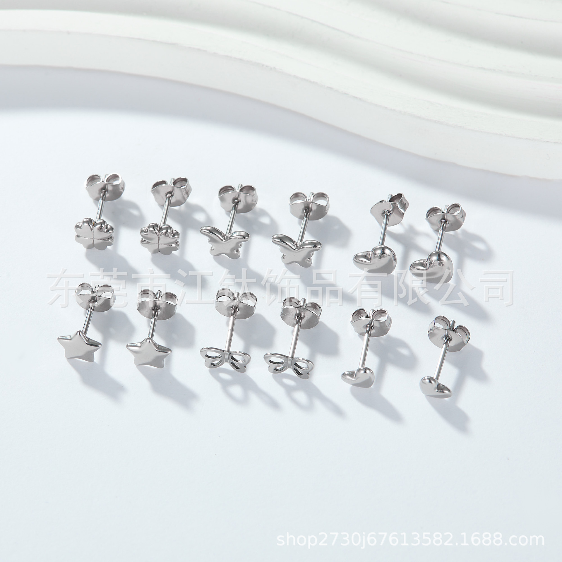 G23 Titanium Love Star Cartilage Earring Butterfly Buckle Ear Stud - Image 2