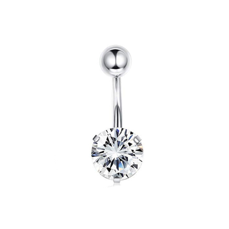 Crystal Heart Navel Ring Rose Gold Belly Button Piercing Body Jewelry 316L Surgical Steel - Image 3