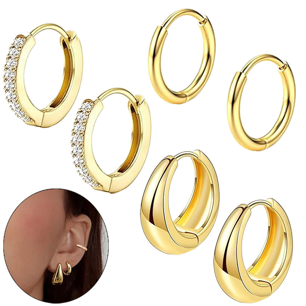 Korean Water Drop Hoop Earrings Light Luxury High-End Women's Ear Buckle 2025 New Earrings Suit Hot Sale - Image 5