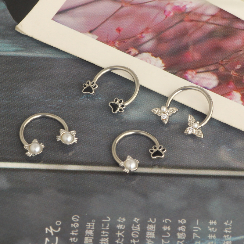 Stainless Steel Open C-Shaped Nose Ring Ear Bone Ring Star Design Body Piercing Jewelry - Image 4