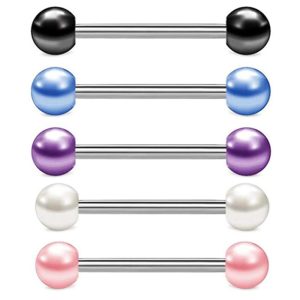 Heart Shape Acrylic Tongue Ring 316L Surgical Steel Tongue Barbell Body Piercing Jewelry