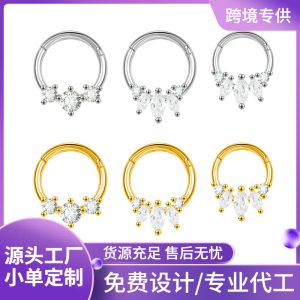 2023 New Hot Sale Zircon Nose Decoration Women's Stainless Steel Diamond Nose Ring Elegant Fashion Spinning Ring Universal Ring