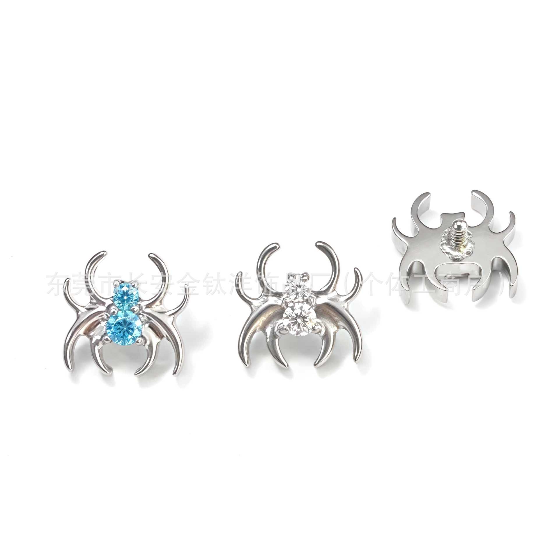F136 Titanium Spider Inlaid 5A Zircon Marquise Stud Earrings Ear Bone Studs G23 Titanium Alloy Piercing Jewelry Cochlear Studs - Image 3