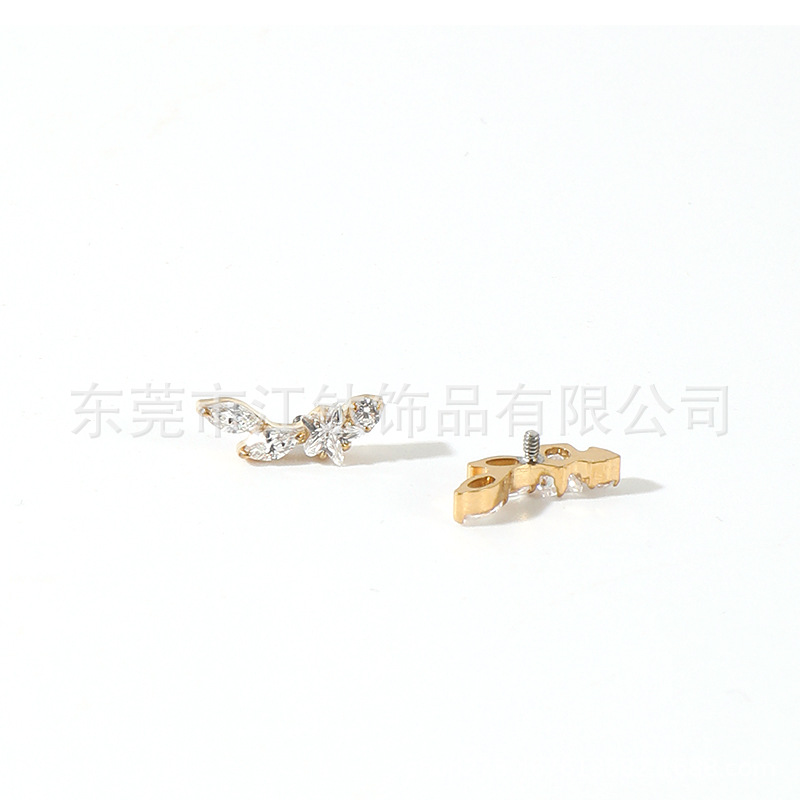 Star Shape Ear Cartilage Stud - Gold G23 Titanium Alloy Body Piercing Earring - Image 4