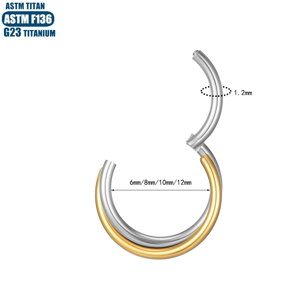 F136 Titanium Alloy Implant-Grade Nose Ring Fork Double Color Seamless Ring Nose Septum Ring Pierced Earrings Cartilage Ear Bone Nail - Image 2