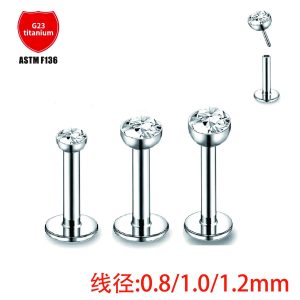 G23 Titanium Pin Package Zircon Earrings Plug-in Labret Stud Super Flash Bowl-shaped Drill Cup Plug-in Piercing Jewelry