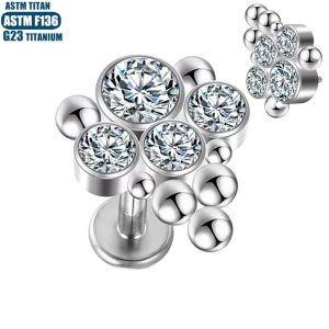 F136 Titanium Piercing Earrings Zircon Welding Bead Internal Thread Small Ear Nail Lip Nail Human Piercing Jewelry