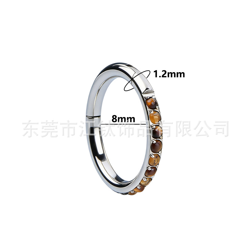 Jiangtai F136 Titanium Nose Ring Seamless Ring with Natural Stone G23 Titanium Alloy Body Piercing Earring - Image 2