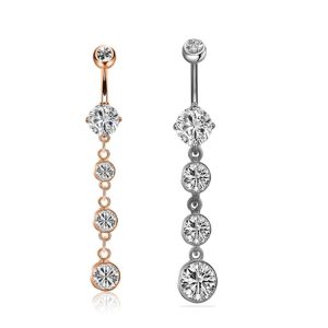 Rose Gold CZ Belly Button Ring 316L Surgical Steel Navel Piercing Jewelry