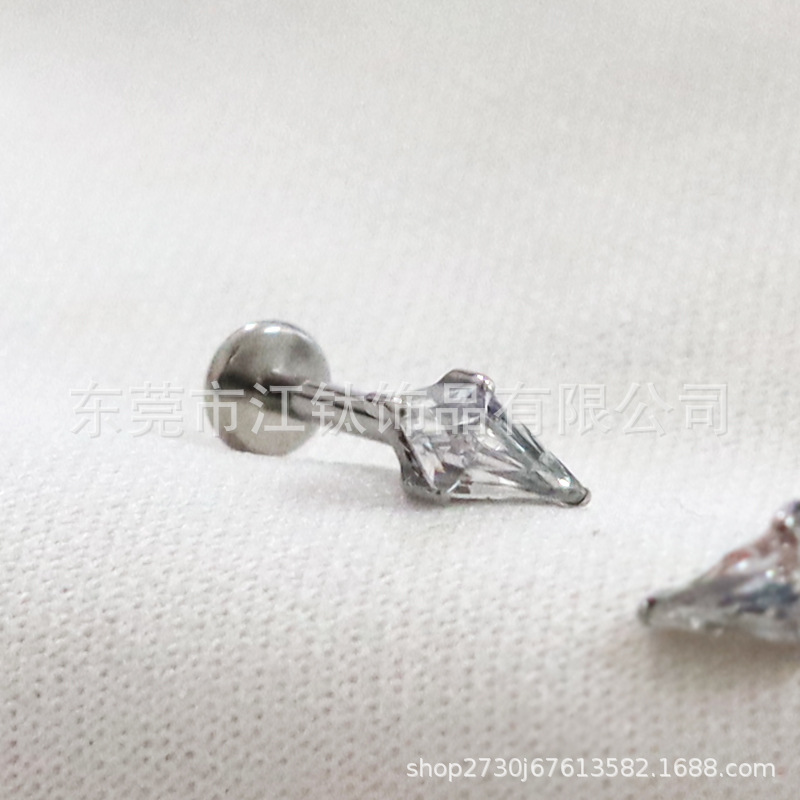 G23 Titanium Inlaid Kite Zircon Stud Earrings Cartilage Piercing Jewelry Lip Nail Bone Ear - Image 3