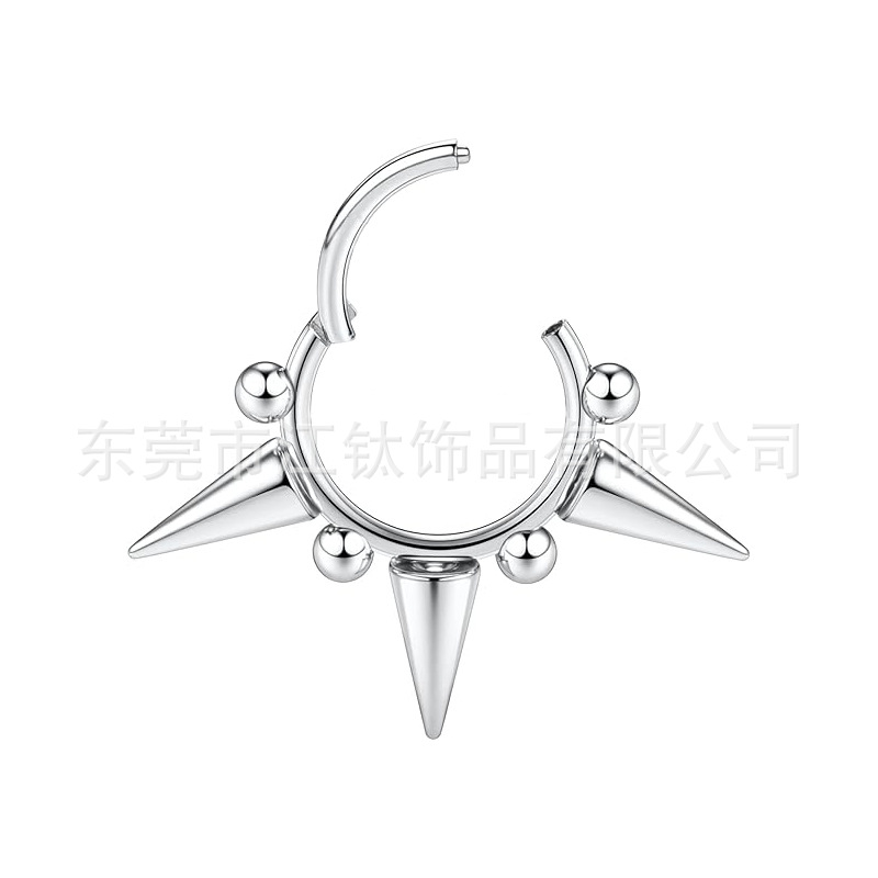 F136 Titanium Nose Ring Welded Sharp Cone Ball Closed Nose Jewelry G23 Titanium Alloy Body Piercing - Image 2