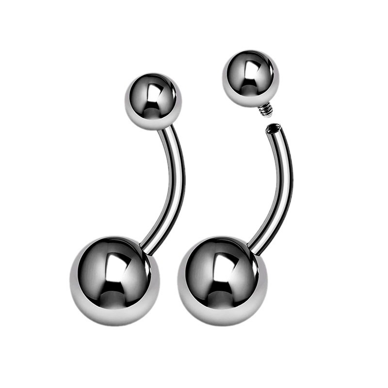 G23 Titanium Internal Thread Curved Navel Ring 14G F136 Alloy Fine Polished Ball Belly Button Piercing Jewelry - Image 5