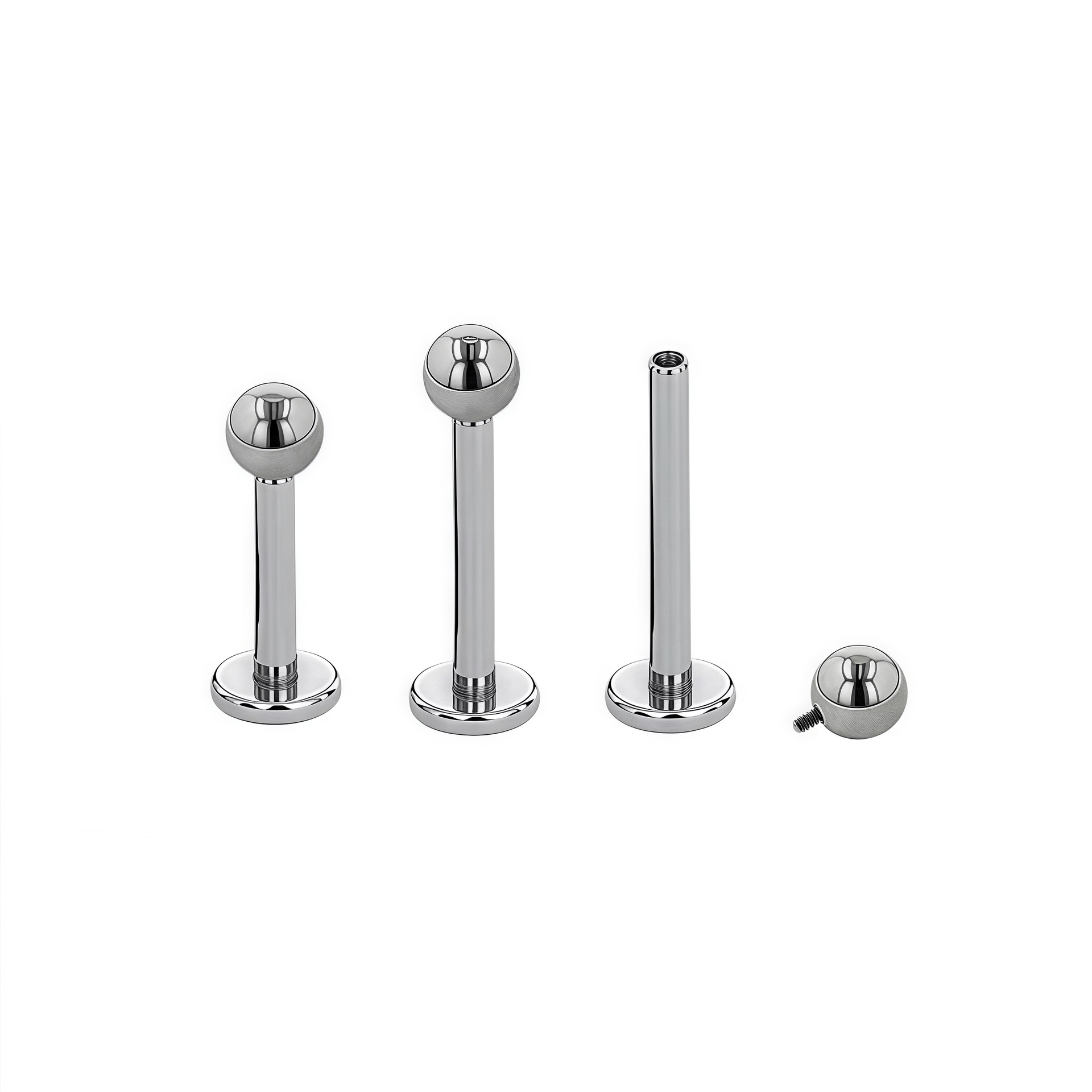 Titanium Lip Nail Round Ball Tongue Nail Ear Bone Nail Inner Tooth Flats Bottom Rod G23 Titanium Alloy Body Piercing Jewelry - Image 5
