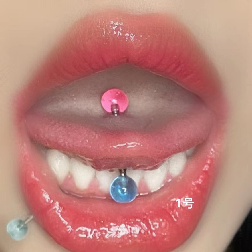 Titanium Steel Acrylic Short Bar Tongue Ring Tongue Piercing Jewelry 14G 12mm - Image 2