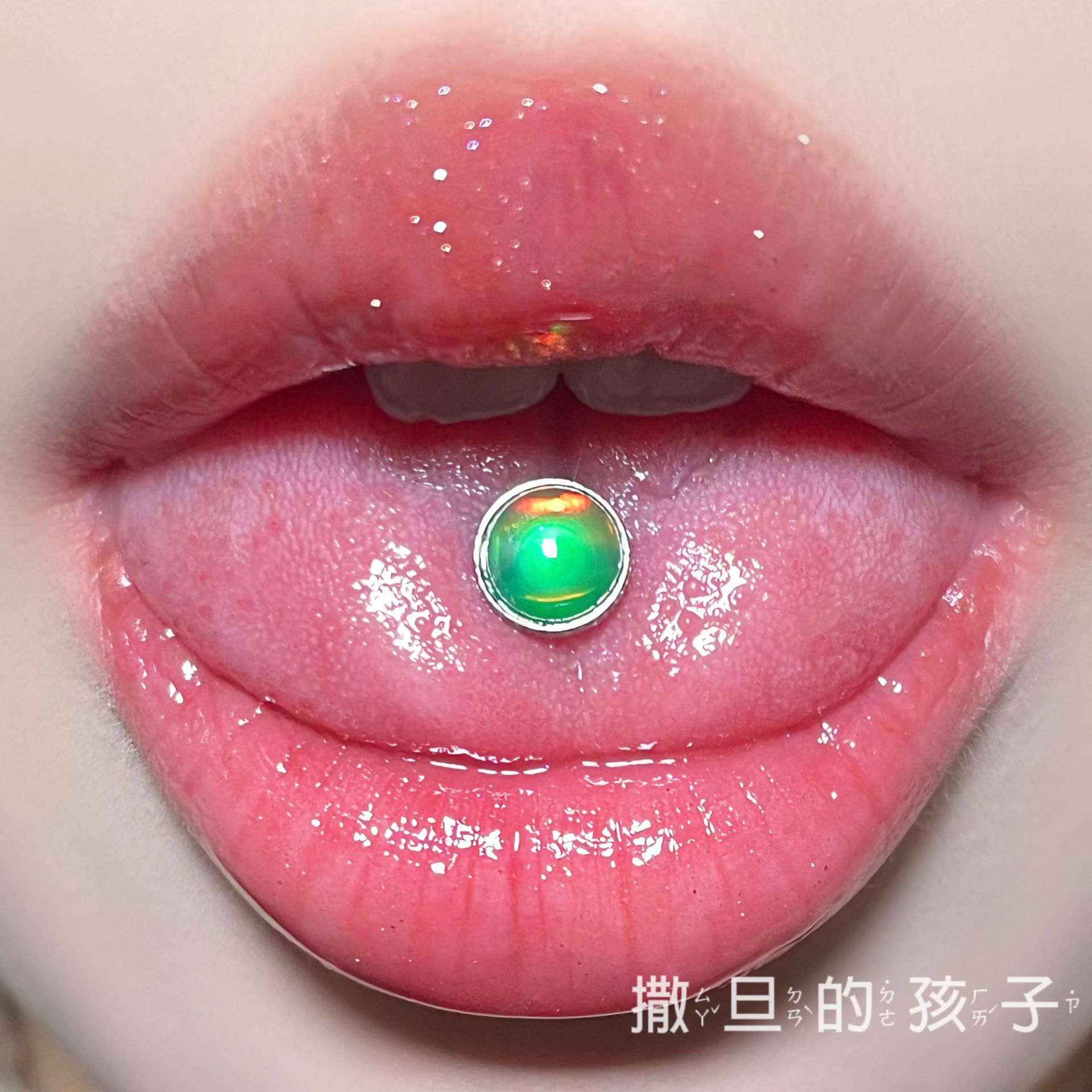 External Thread Tongue Barbell Titanium Steel Flash Hot Girl Tongue Ring Body Piercing Jewelry 14G 12mm - Image 4