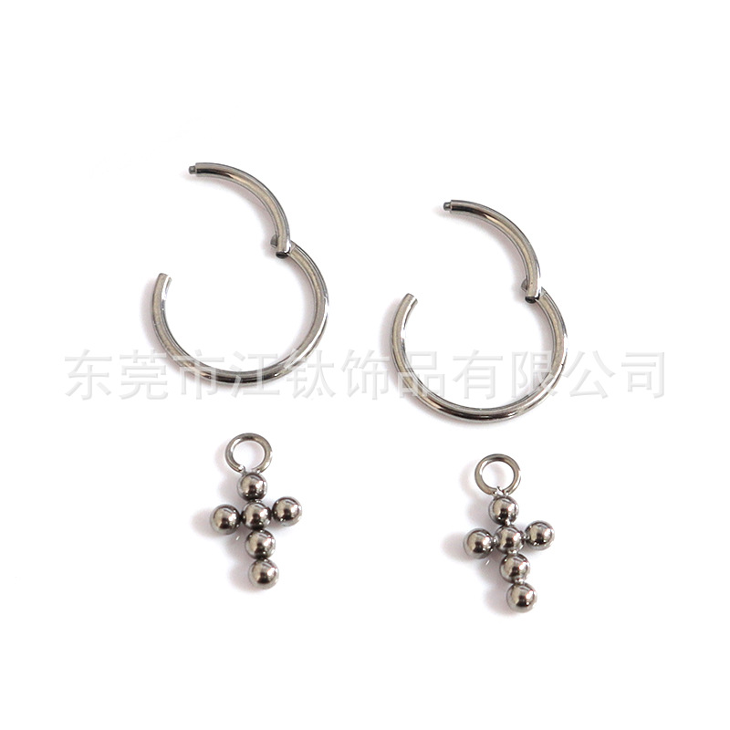 F136 Titanium Cross Earrings Stud - G23 Titanium Alloy Body Piercing Jewelry Earring Nose Ring for Men Women - Image 5