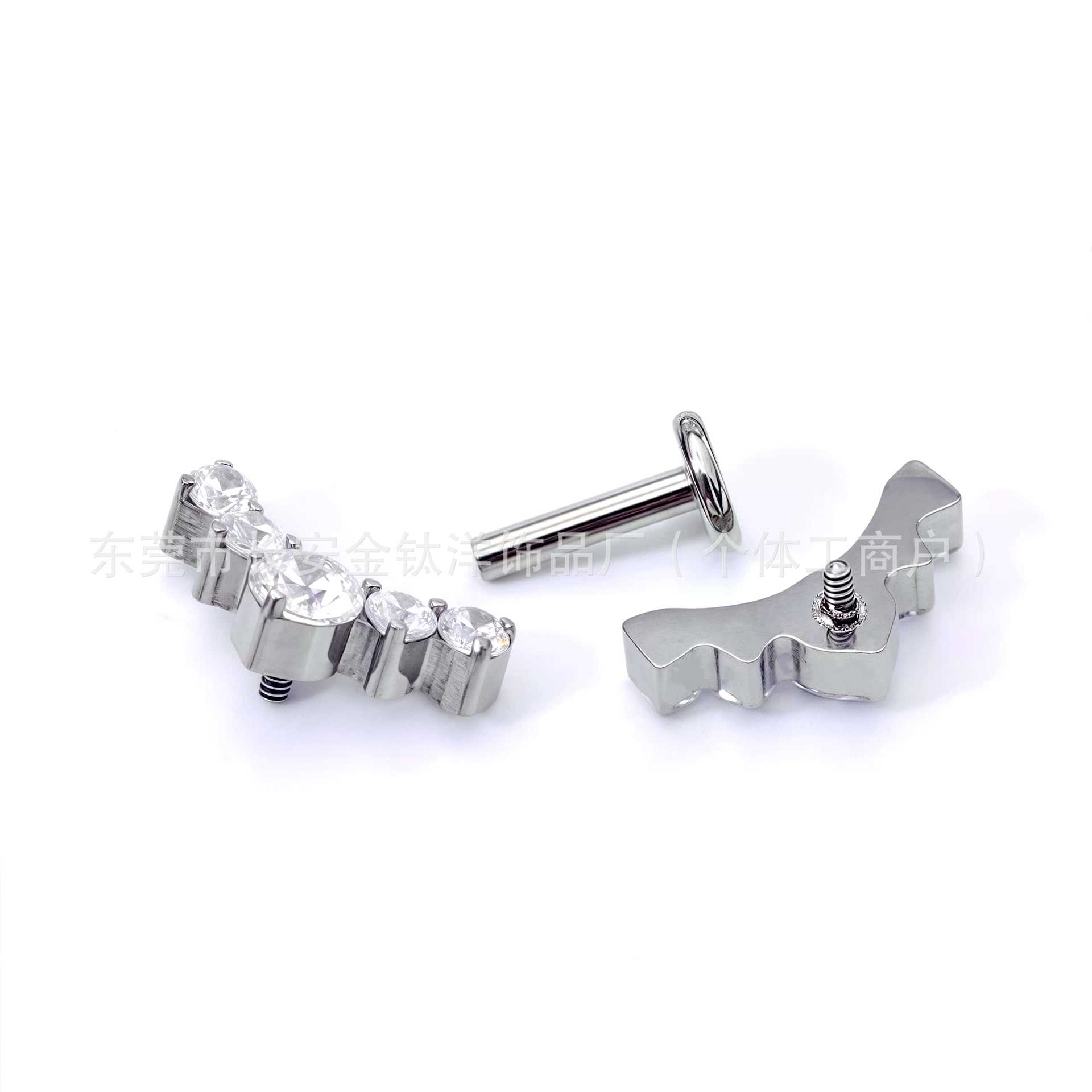 F136 Titanium Internally Threaded Zirconia Stud Earrings, Cartilage Studs, G23 Titanium Body Piercing Jewelry - Image 2