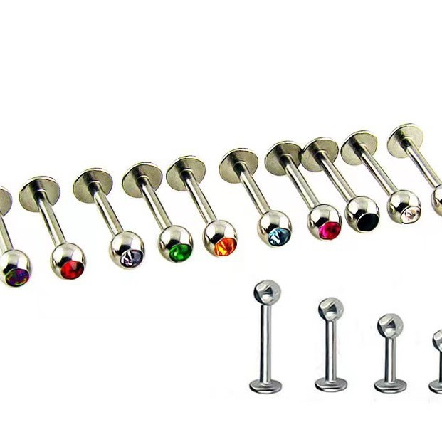 G23 Titanium Labret Lip Ring with CZ Diamond Internal Thread Ball Lip Piercing Jewelry - Image 4