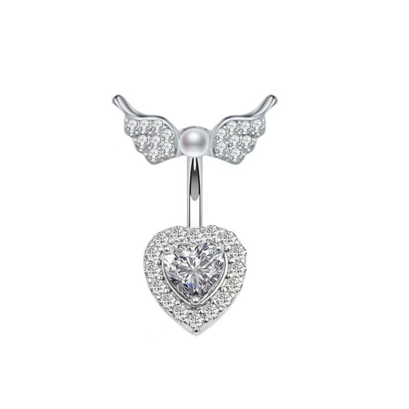 Butterfly Wings Pearl Zircon Stainless Steel Belly Button Ring Copper Body Piercing Jewelry - Image 4