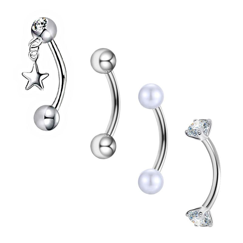 Stainless Steel 4-Piece Eyebrow Nail Angel Wings Heart-Shaped Zircon 16g Eyebrow Cartilage Piercing Jewelry - Image 5