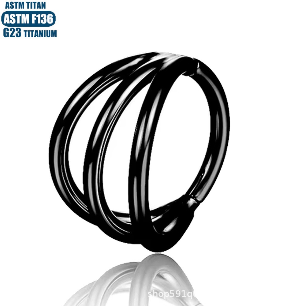 F136 Titanium Nose Ring with Hinge, Three-Pronged Seamless Open Ring for Ear Cartilage and Septum Piercing - Image 3