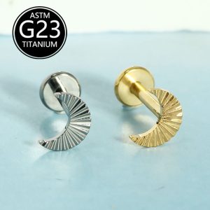 G23 Titanium Lip Piercing Stud - 6-10mm Internally Threaded Flat Back Ear Bone Nail Body Jewelry