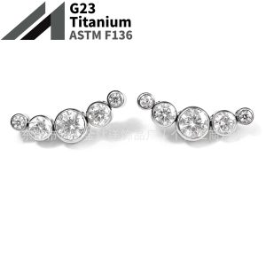 F136 Titanium Alloy Internally Threaded Czech Crystal Ear Studs, Lip Studs, Belly Button Studs, G23 Titanium Piercing Jewelry